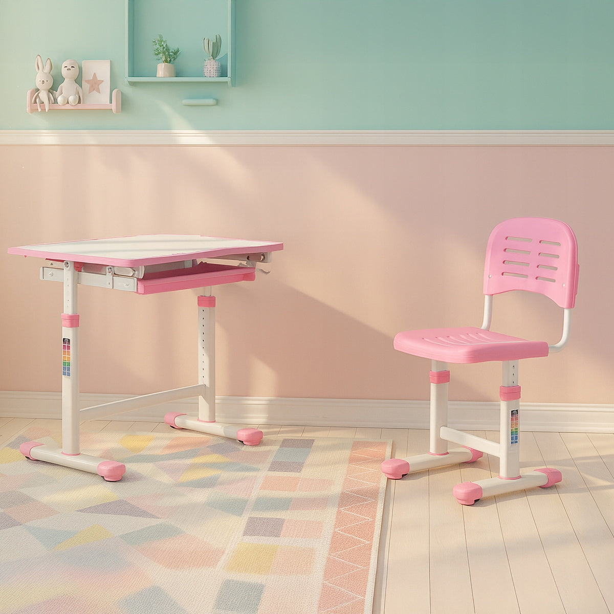 Vaikiško rašomojo stalo ir kėdės rinkinys su REGULIUOJAMAUKŠČIU Spacetronik mėlynas