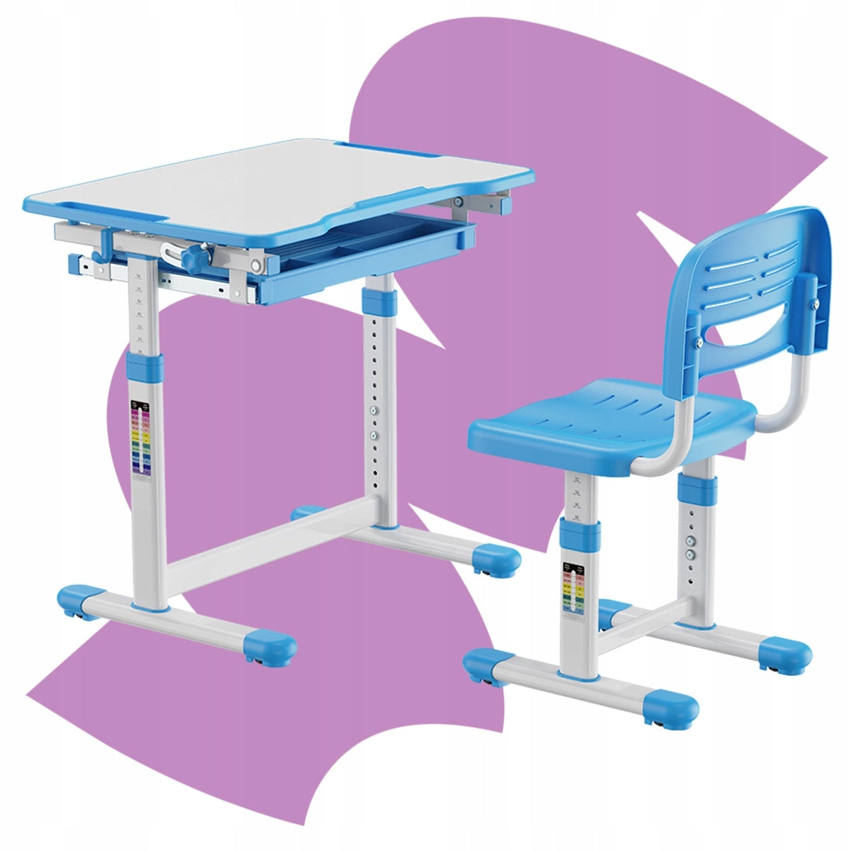 Vaikiško rašomojo stalo ir kėdės rinkinys su REGULIUOJAMAUKŠČIU Spacetronik mėlynas