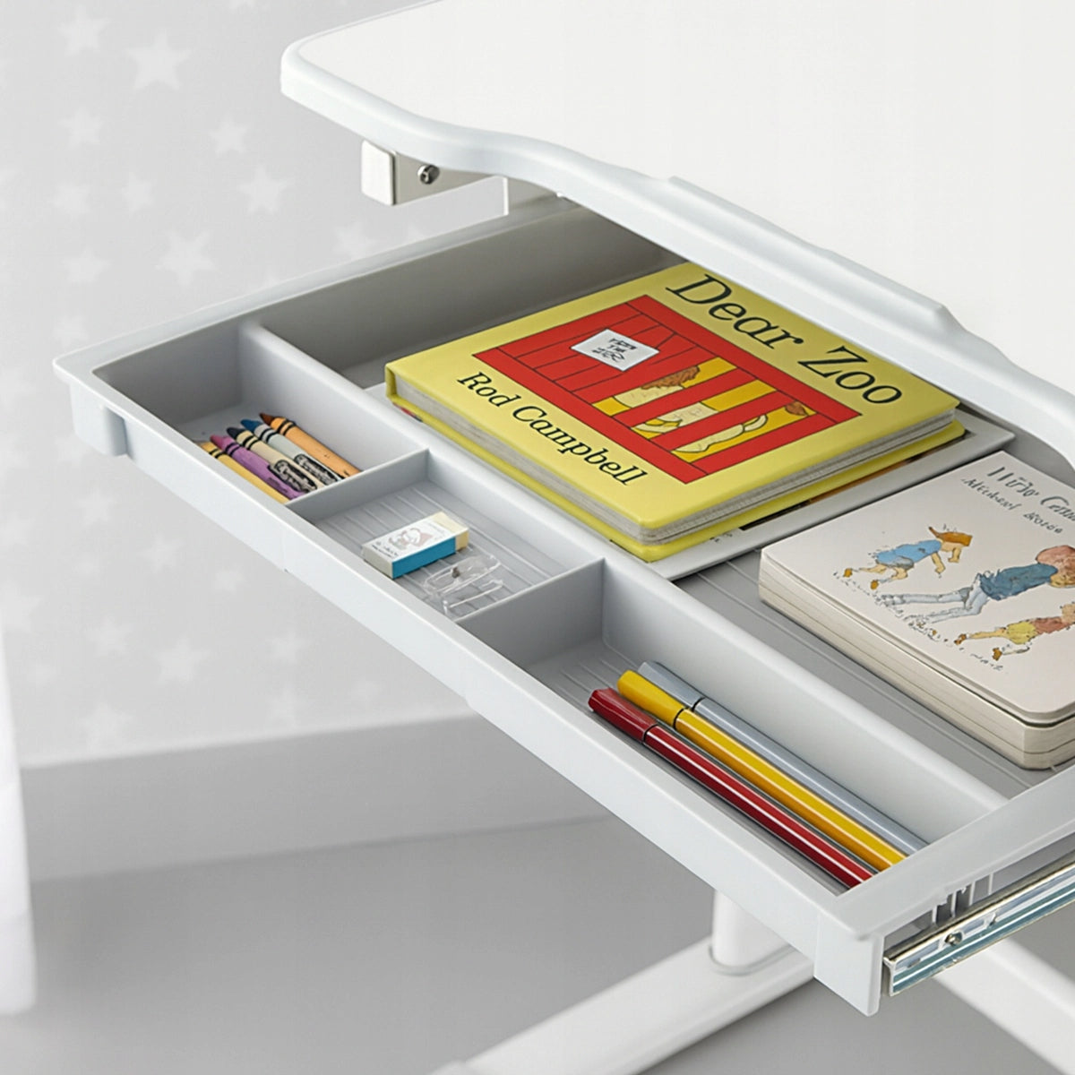 Vaikiško rašomojo stalo ir kėdės rinkinys su REGULIUOJAMAUKŠČIU Spacetronik mėlynas