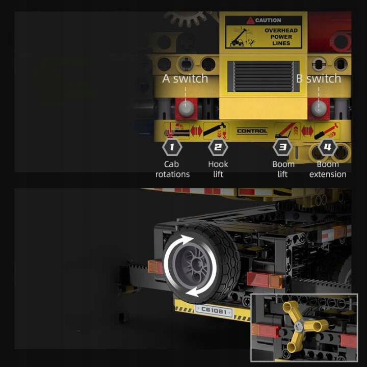 CaDA konstruktoriaus rinkinys, didelis sunkvežimis su mobiliuoju kranu, 1831 detalė