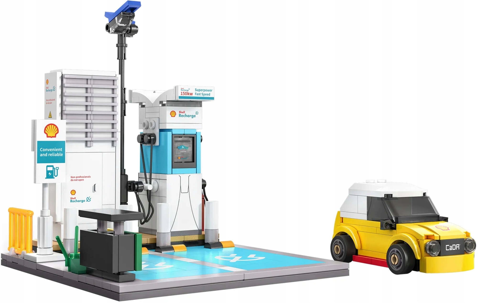 Rinkinys CADA Konstrukciniai blokeliai Shell Degalinė Automobilių plovykla