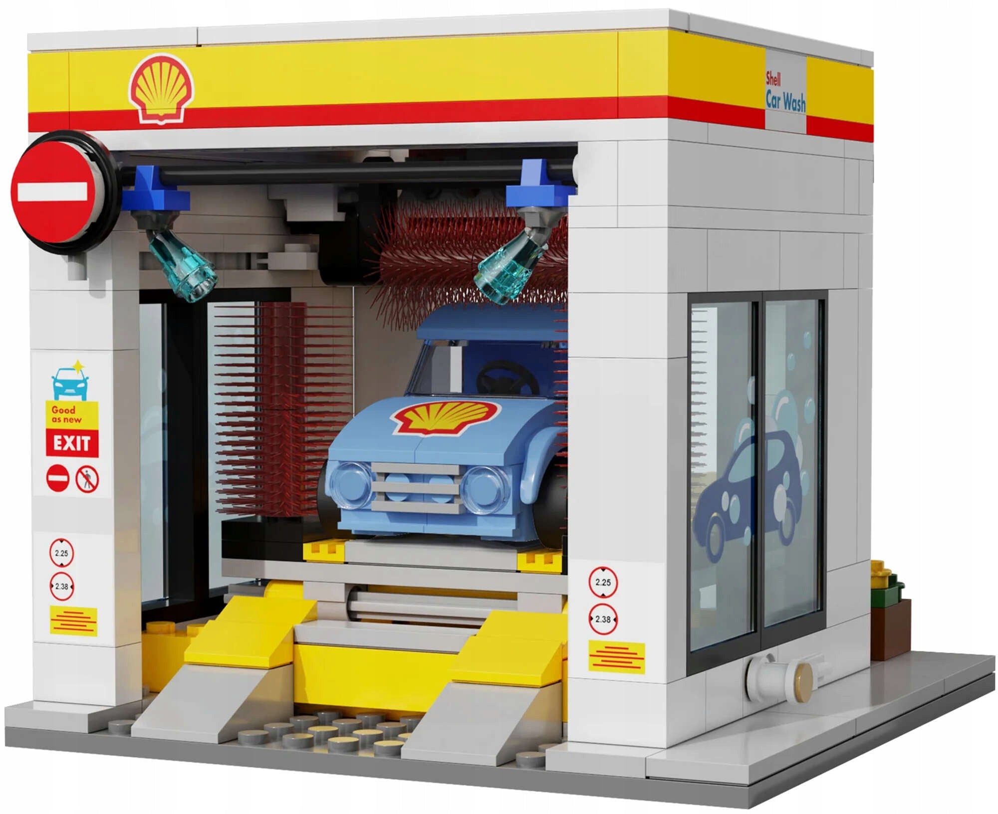 Rinkinys CADA Konstrukciniai blokeliai Shell Degalinė Automobilių plovykla