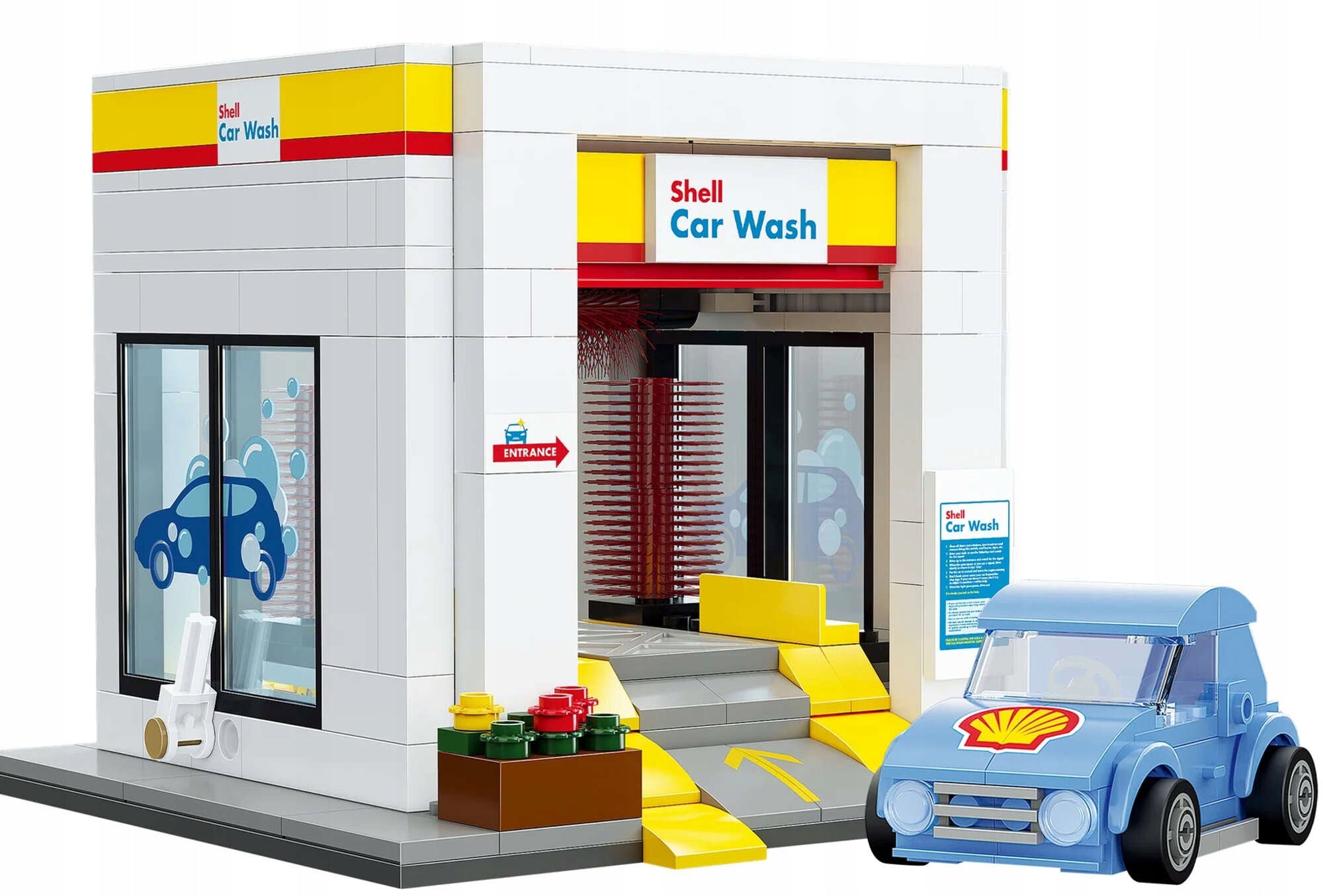 Rinkinys CADA Konstrukciniai blokeliai Shell Degalinė Automobilių plovykla