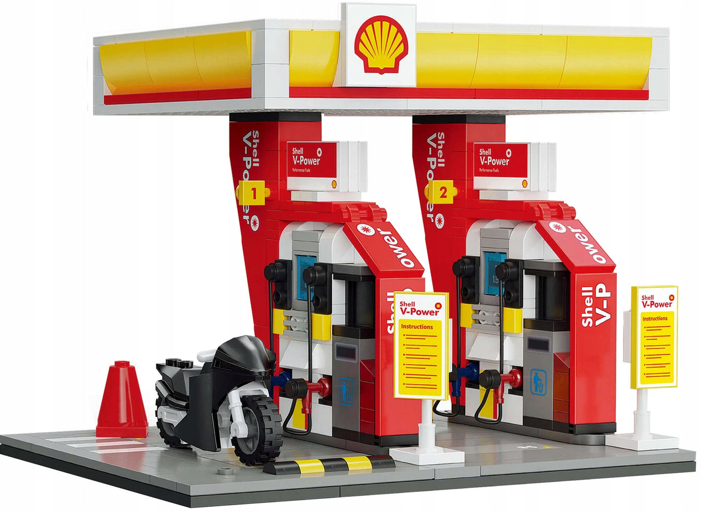 Rinkinys CADA Konstrukciniai blokeliai Shell Degalinė Automobilių plovykla