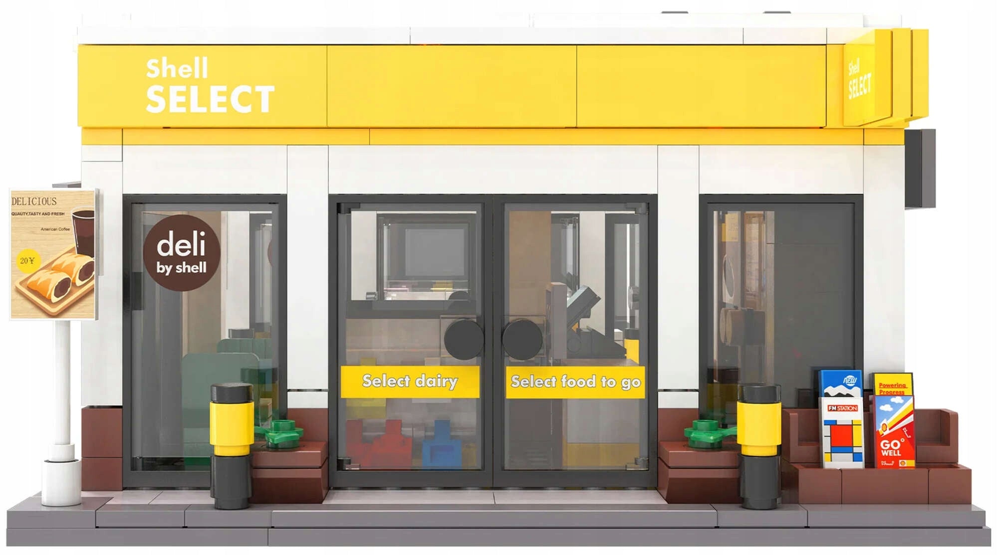 Rinkinys CADA Konstrukciniai blokeliai Shell Degalinė Automobilių plovykla