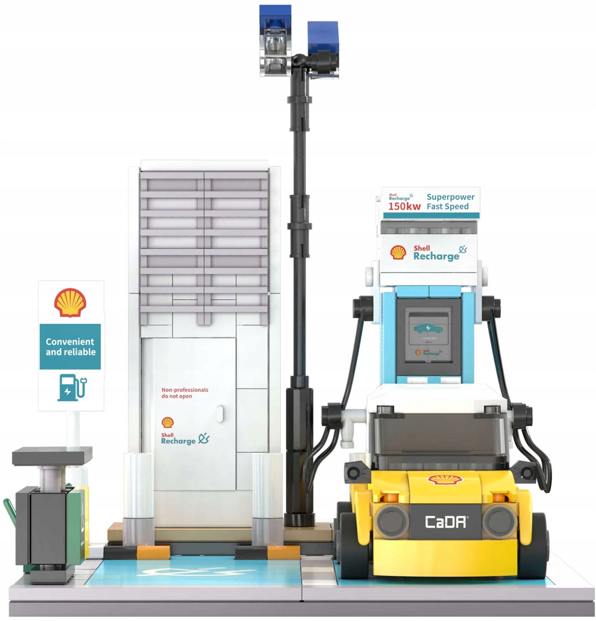 Rinkinys CADA Konstrukciniai blokeliai Shell Degalinė Automobilių plovykla