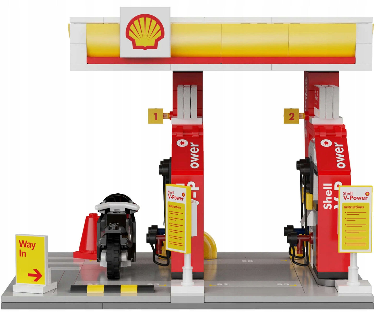 Rinkinys CADA Konstrukciniai blokeliai Shell Degalinė Automobilių plovykla