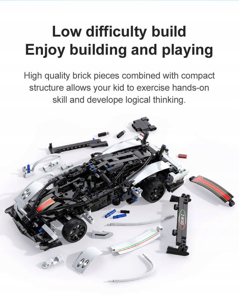 Rinkinys CADA konstruktoriaus Super automobilis, valdomas nuotoliniu būdu RC, 457 el.