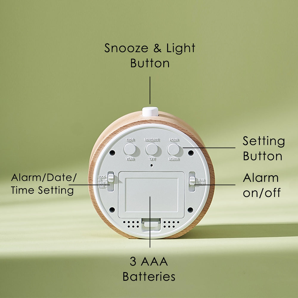 Skaitmeninis žadintuvas, stovintis medinis, elektroninis žadintuvas + 3 baterijos