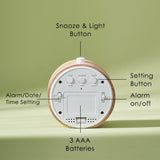 Skaitmeninis žadintuvas, stovintis medinis, elektroninis žadintuvas + 3 baterijos