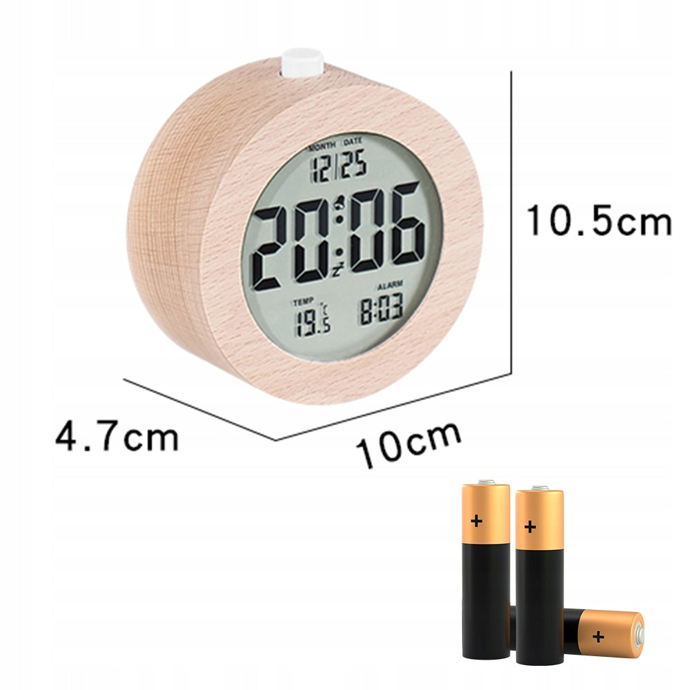 Skaitmeninis žadintuvas, stovintis medinis, elektroninis žadintuvas + 3 baterijos