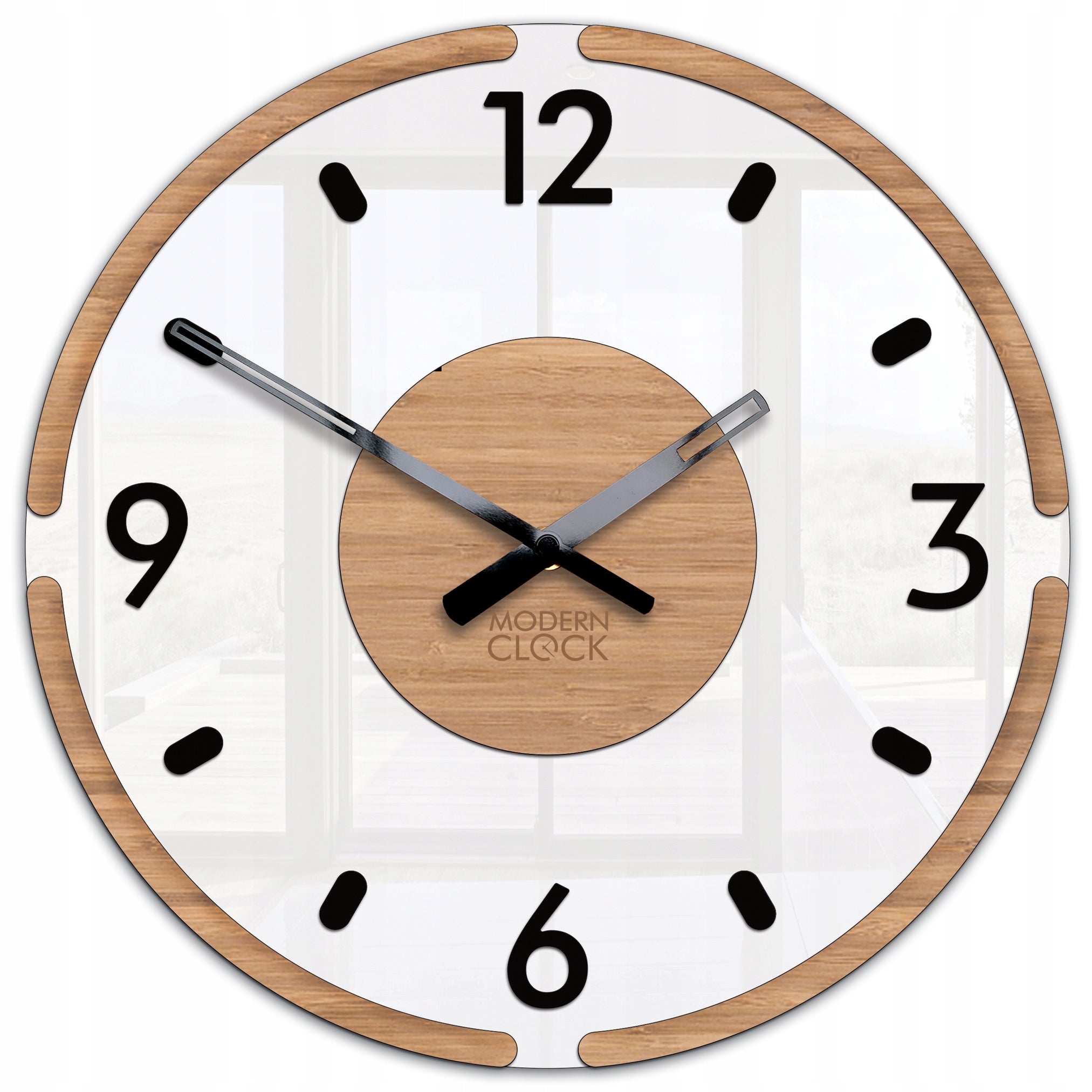 Sieninis laikrodis DUBAI 30 cm – tylus mechanizmas, „premium scandi 3D“ dizainas