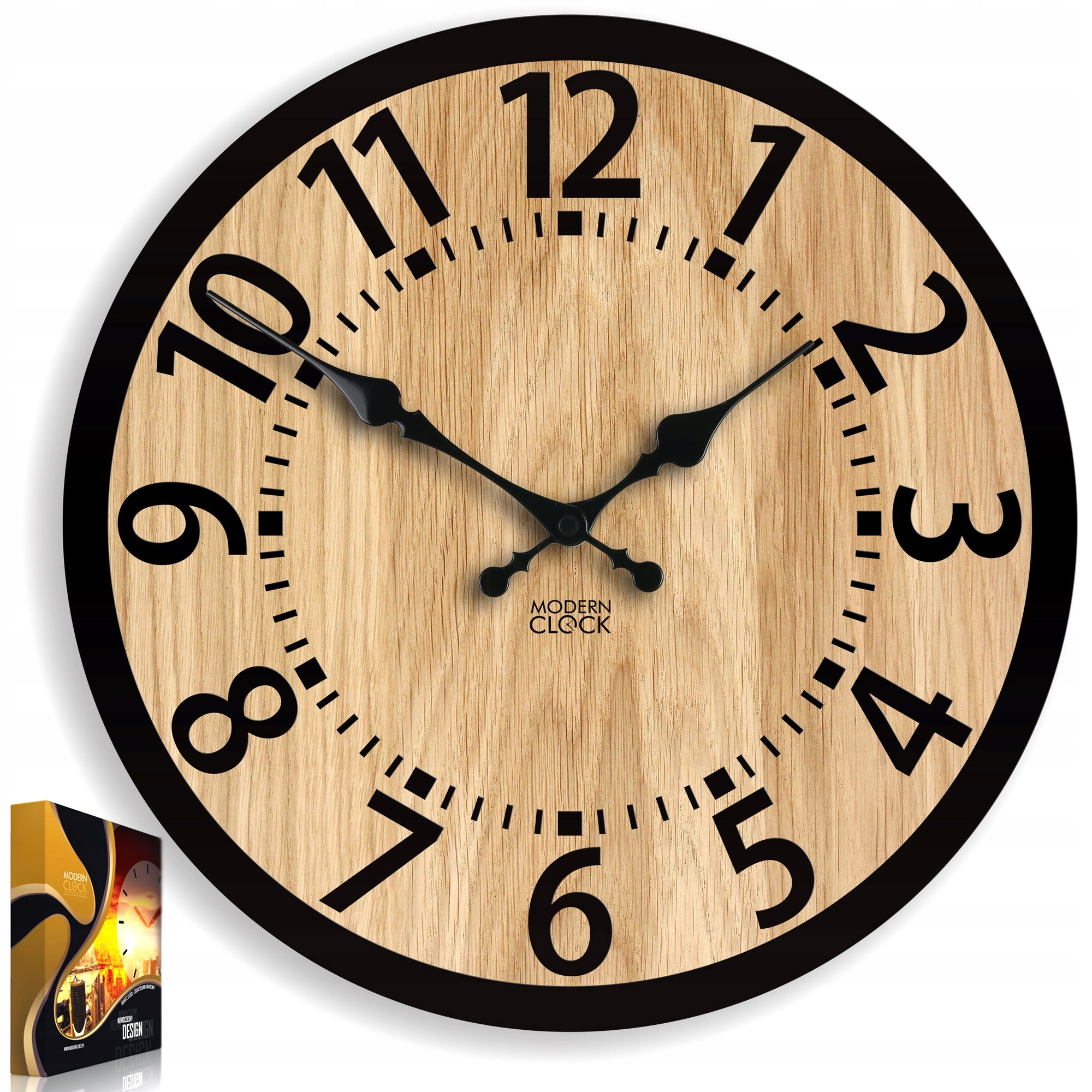 Medinis sieninis laikrodis Berlynas ąžuolinis 33 cm tylus