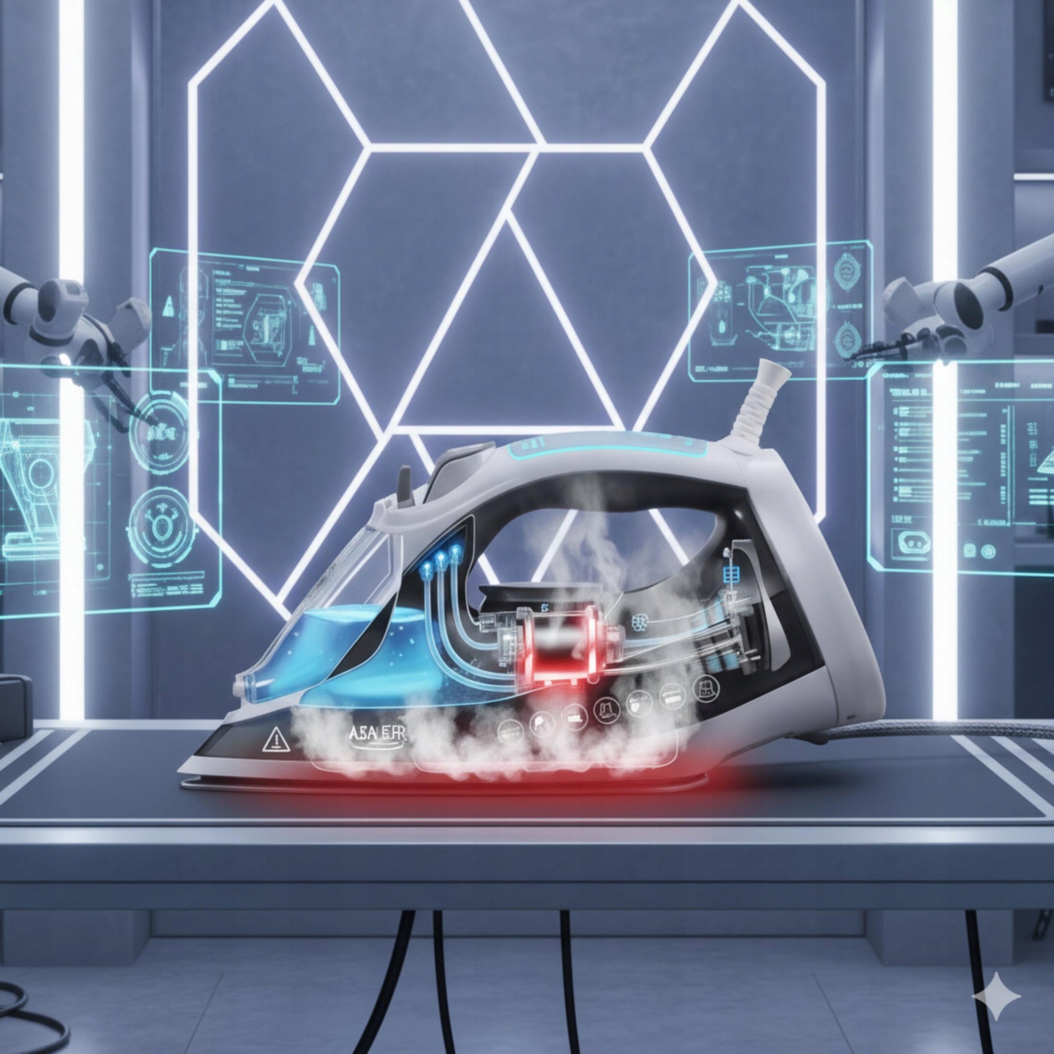 Galingas 2600W garinis lygintuvas Strażak su ANTI-CALC ir ANTI-DRIP funkcijomis, vertikaliam lyginimui