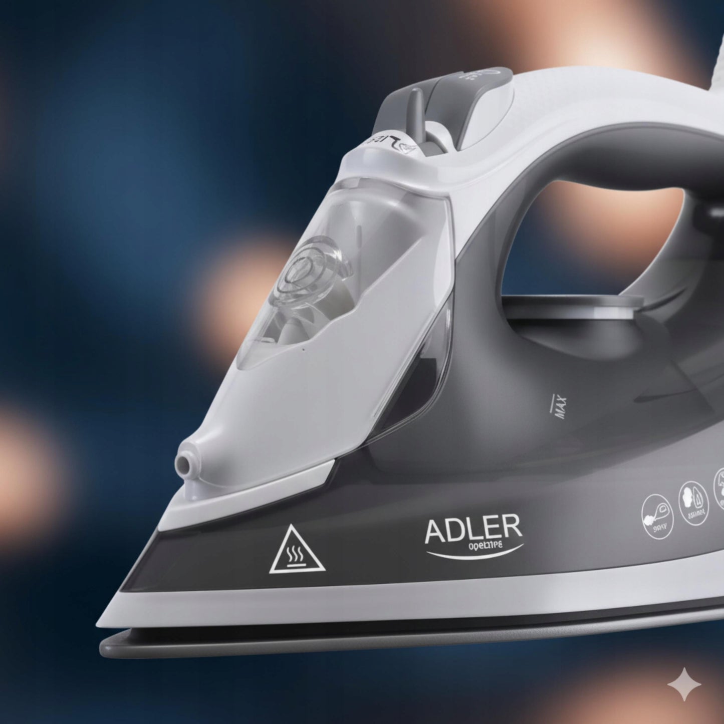 Galingas 2600W garinis lygintuvas Strażak su ANTI-CALC ir ANTI-DRIP funkcijomis, vertikaliam lyginimui