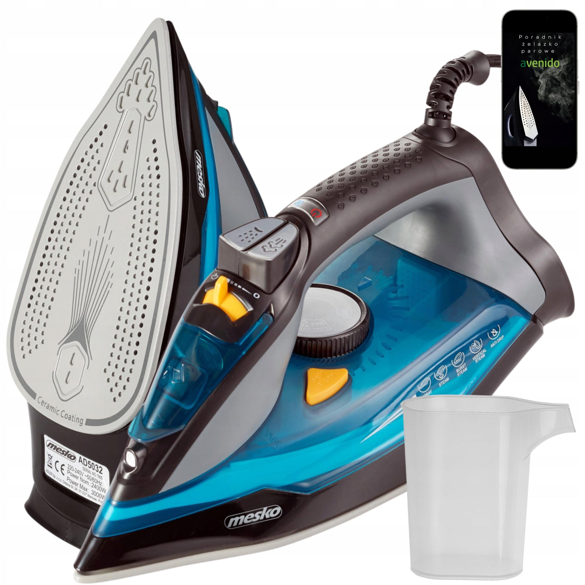 Garinis lygintuvas 3000W "Strażak" ANTI-CALC ANTI-DRIP Vertikalus lyginimas GALINGAS