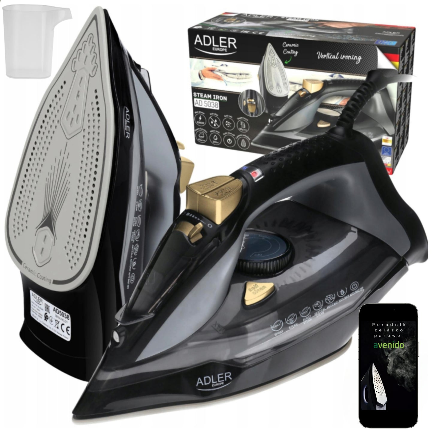 Namų garų lygintuvas, keraminis, 3000W, galingas vertikalus lyginimas, Anti-Calc