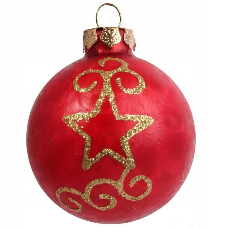 Rinkinys 18 raudonų stiklinių burbulų su viršūne Kalėdoms Papuošimas
