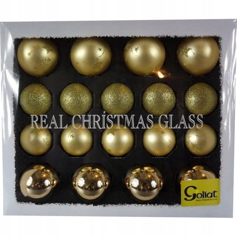 Rinkinys 18 Elegantiškų Auksinio Stiklo Kalėdinių Papuošalų Pakabukai Dekoratyviniai Ornamentai