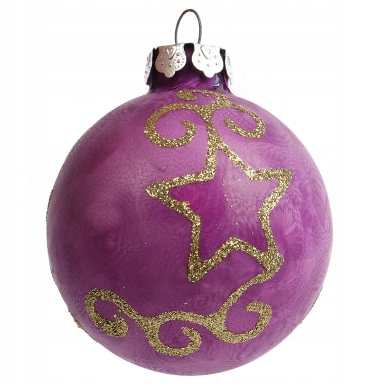 18 stiklinių burbulų rinkinys su viršūnėle, violetinis KALĖDOS ANT KALĖDINĖS EGLĖS