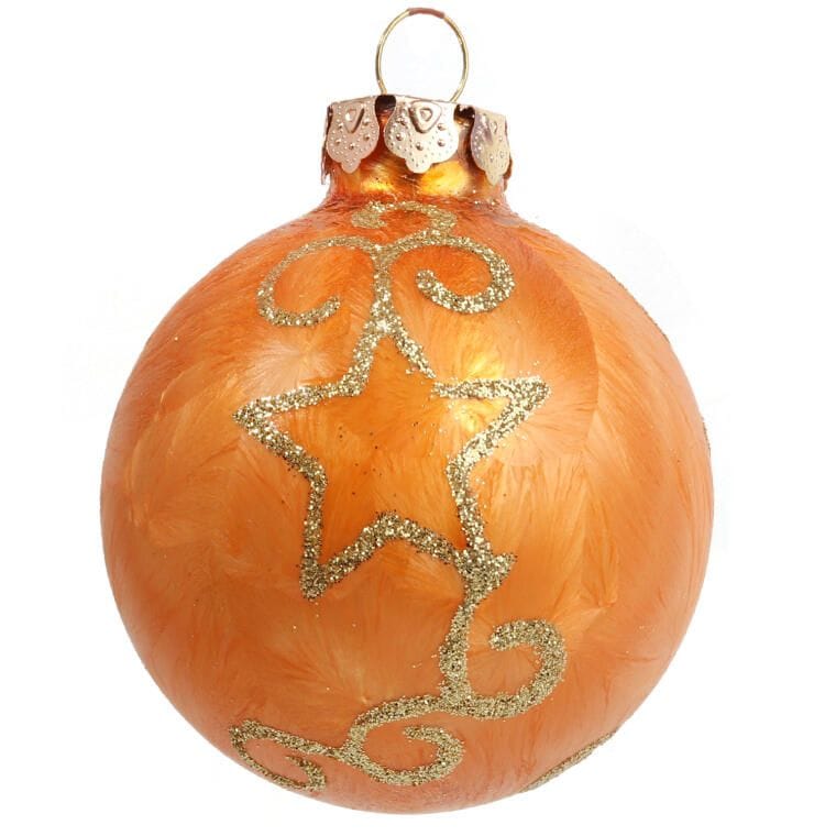 18 stikliniai burbulai su oranžiniu viršūne, Kalėdinė dekoracija