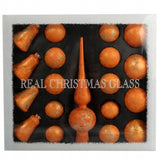 18 stikliniai burbulai su oranžiniu viršūne, Kalėdinė dekoracija