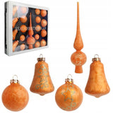 18 stikliniai burbulai su oranžiniu viršūne, Kalėdinė dekoracija