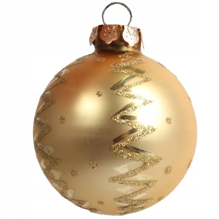 Rinkinys 18 stiklinių kalėdinių kamuoliukų su auksine viršūne II KALĖDINĖMS DEKORACIJOMS