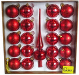 20 raudonų plastikinių kalėdinių burbulų rinkinys su viršūne Kalėdinės dekoracijos