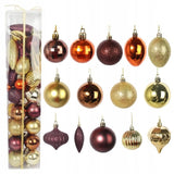 50 Prabangių plastikinių kalėdinių burbulų rinkinys, įvairių spalvų ir dydžių