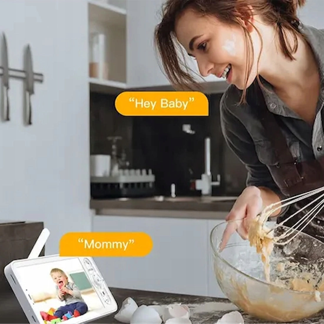 Elektroninės auklės rinkinys su kamera, Wi-Fi ekranu Arenti AInanny, 2 vnt. sukamasis