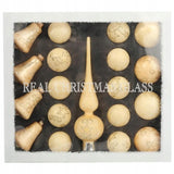 Kalėdinių stiklinių burbulų ir kremas(ės) spalvos viršūnės rinkinys, 18 vnt. DEKORACIJA