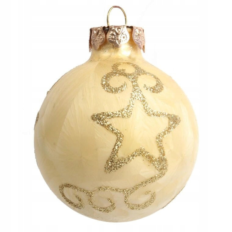 Kalėdinių stiklinių burbulų ir kremas(ės) spalvos viršūnės rinkinys, 18 vnt. DEKORACIJA