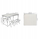 Turistinis stalo ir kėdžių komplektas 5 in 1 sulankstomas stalas 4 kėdutės stovyklavimui