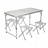 Turistinis stalo ir kėdžių komplektas 5 in 1 sulankstomas stalas 4 kėdutės stovyklavimui