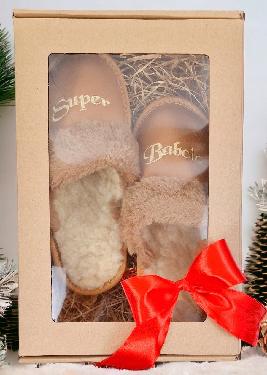 Dovanojamasis Rinkinys Senelės Šlepetės Dėžutėje Šlepetės Super Senelė *37*