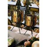 Auksinė keraminė vazono dengiamoji ant metalinio trikojo 30x16cm KALĖDINĖ DEKORACIJA