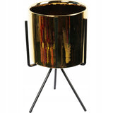 Auksinė keraminė vazono dengiamoji ant metalinio trikojo 30x16cm KALĖDINĖ DEKORACIJA