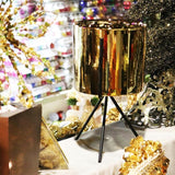 Auksinė keraminė vazono dengiamoji ant metalinio trikojo 30x16cm KALĖDINĖ DEKORACIJA