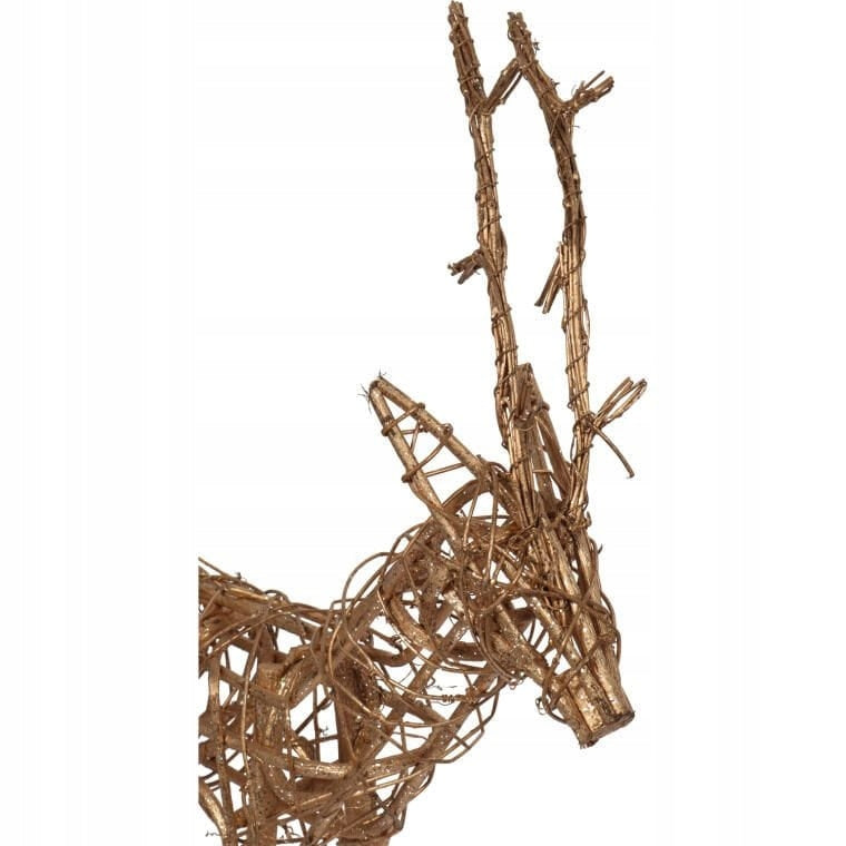 Auksinis rotanginis elnias su blizgučiais, dekoratyvinė figūrėlė, 48 cm, skirta dovanai