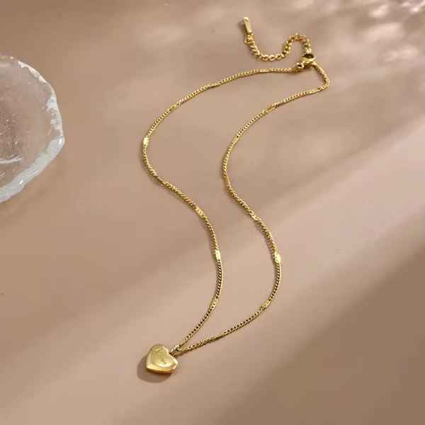 Auksinis 18K širdelės formos karoliai, dovana + nemokama dekoratyvinė dėžutė Valentino dienai