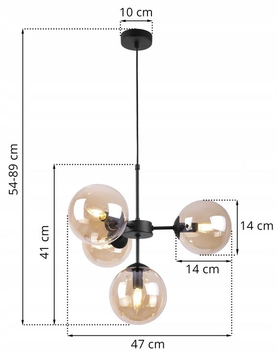 Dekoratyvinis šviestuvas virš virtuvės stalo su medaus spalvos E14 lemputėmis IMPERIA 4 x 60W