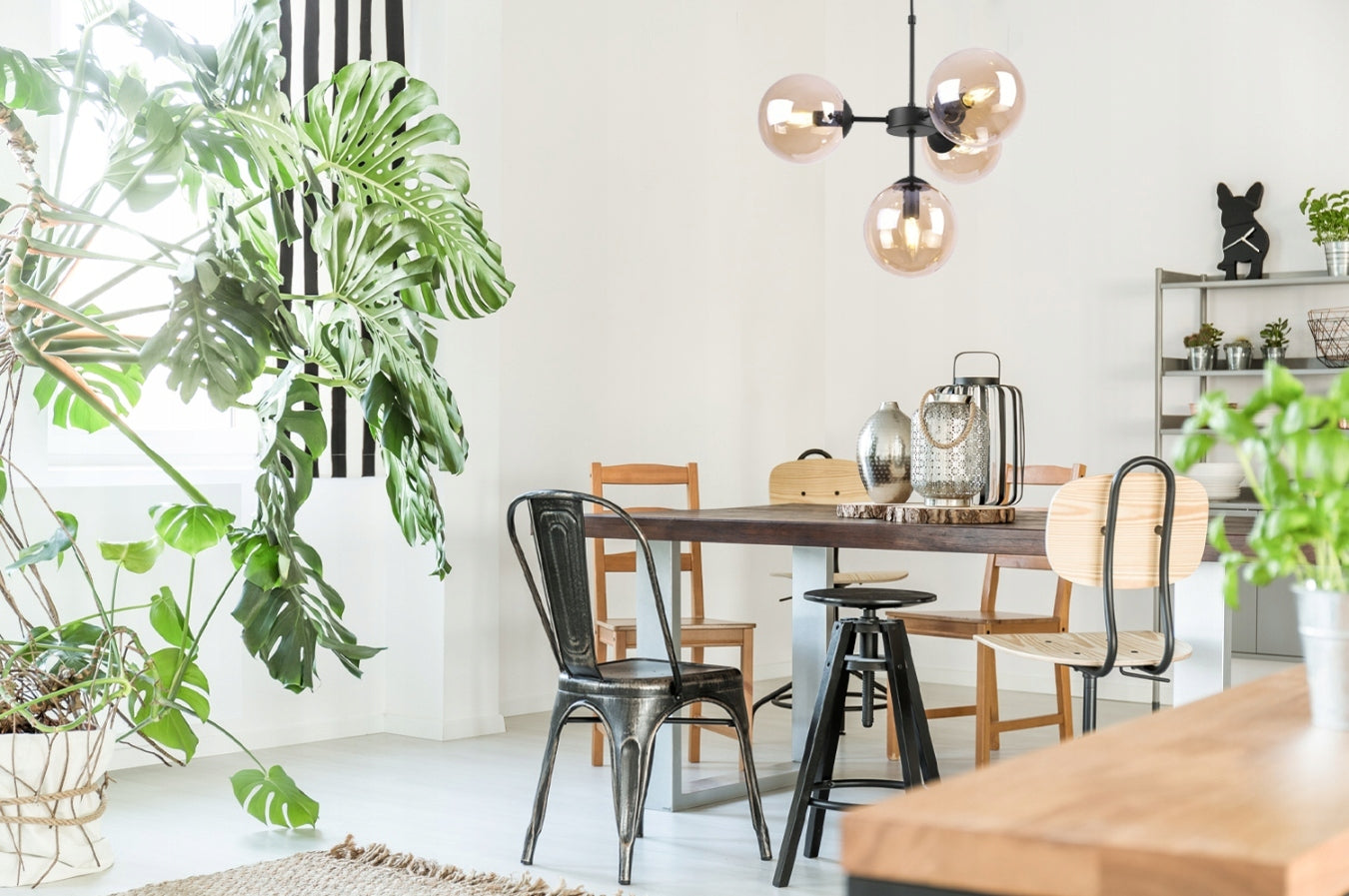 Dekoratyvinis šviestuvas virš virtuvės stalo su medaus spalvos E14 lemputėmis IMPERIA 4 x 60W