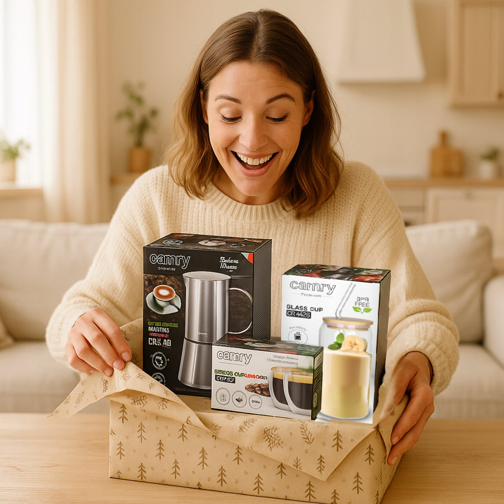 Kavinukas kavos užplikytuvė 500ml Veikia ant indukcijos Dujoms Plieninė + Stiklinės