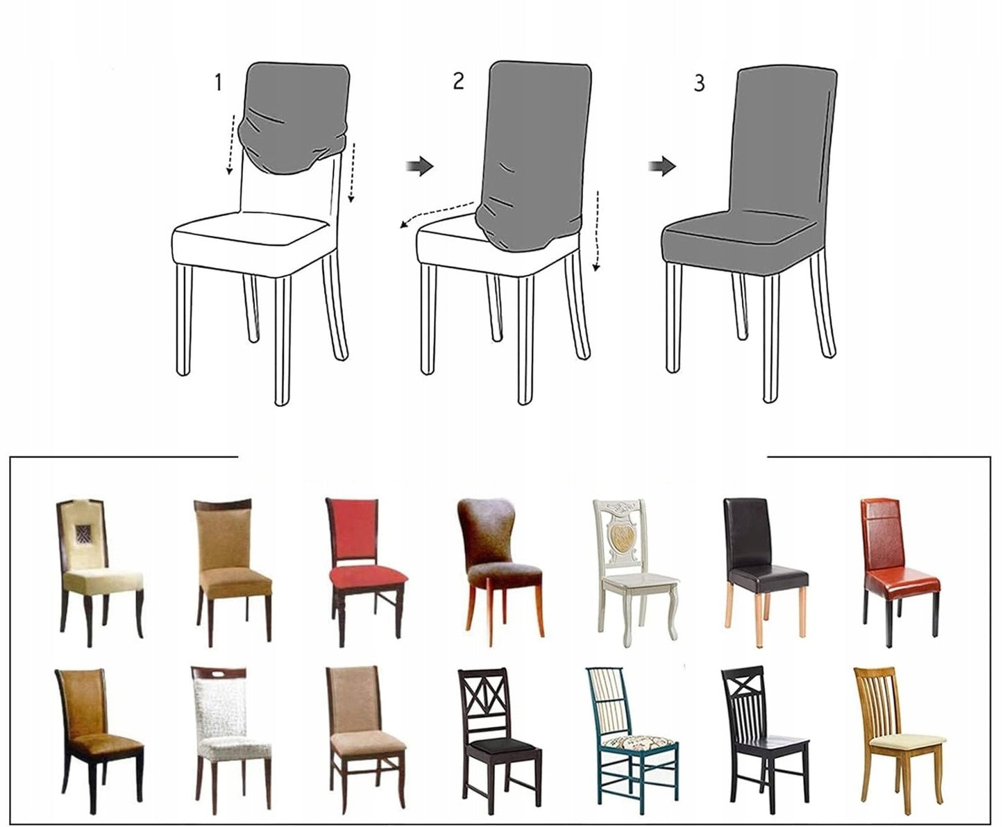 4 VNT. VELIŪRINĖ KĖDĖS DĖKLŲ KOMPLEKTAS UNIVERSALUS KĖDĖMS OEKO TEX RUDOS SPALVOS