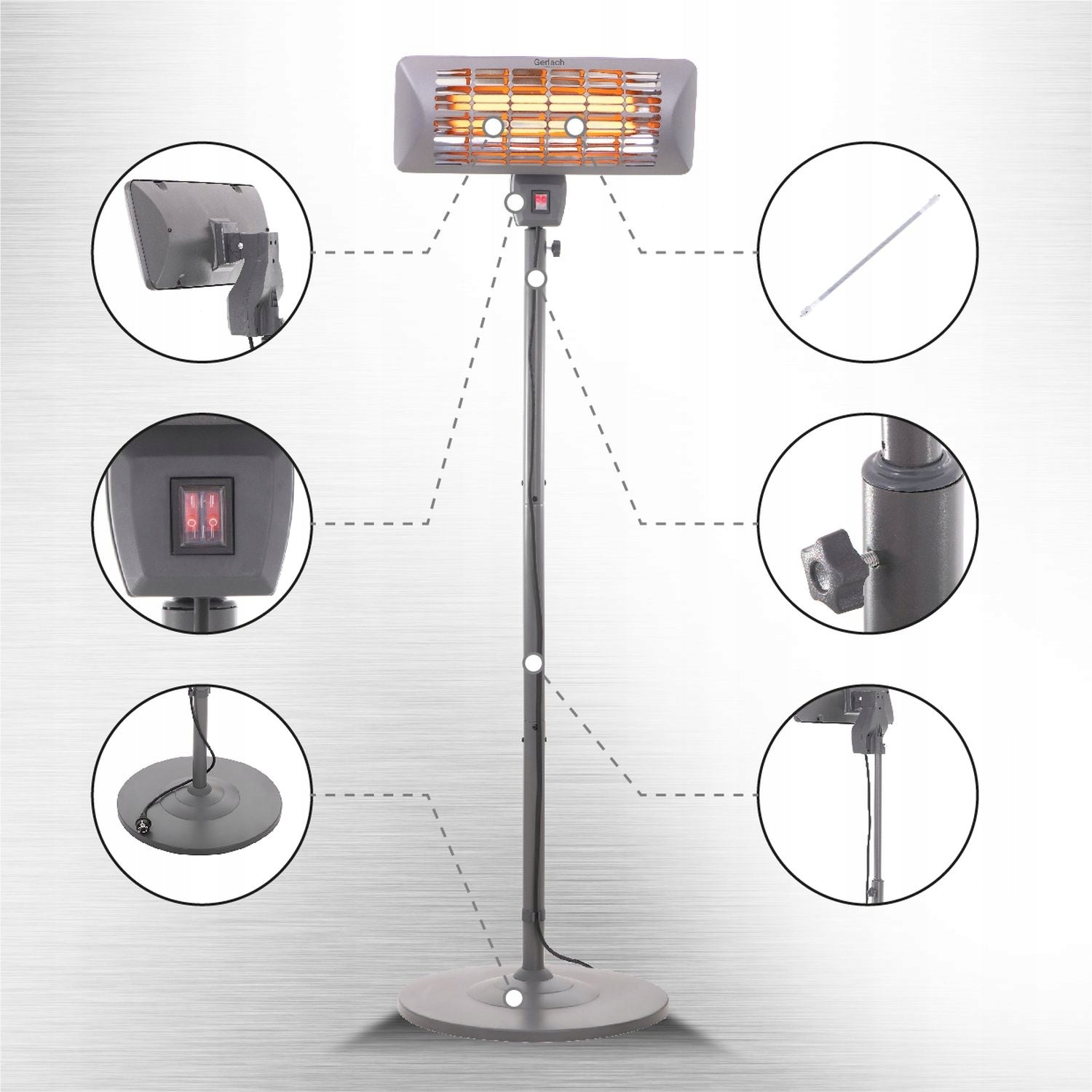 Stojantis šildytuvas IP24 terasai, pavėsinei, balkonui Camry CR 7737 202cm 2000W