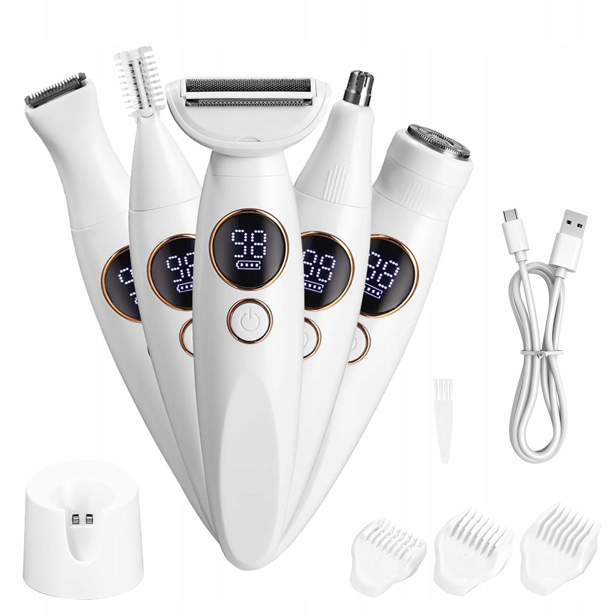 DEPILIATORUS KŪNUI LADY SHAVER SKUSTUVAS MOTERIŠKAS 5 IN 1