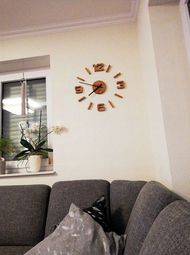 Medinis sieninis laikrodis ąžuolinis lipdomas EKO 75cm didelis svetainei