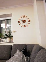 Medinis sieninis laikrodis ąžuolinis lipdomas EKO 75cm didelis svetainei