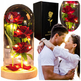 GRAŽI DIRBTINĖ AMŽINA ROŽĖ 3 RÓŽĖS STIKLINĖJE DĖŽUTĖJE, DOVANA DAILUGAI